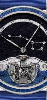 Celestial-themed watch face with starry design and intricate details.