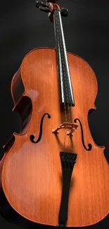 Elegant wooden cello on dark background, perfect for music lovers' wallpaper.