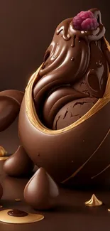Luxurious chocolate art with raspberry accent