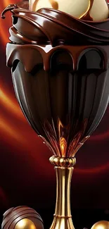 Elegant chocolate art with golden accents mobile wallpaper.