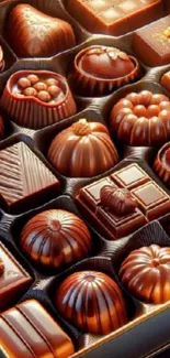 Luxurious assortment of gourmet chocolates in box
