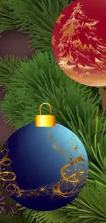 Christmas ornaments on green background, elegant holiday art.