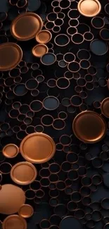 Elegant copper circles on a dark background.