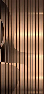 Bronze abstract wave mobile wallpaper with vertical lines.