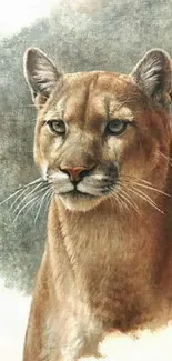 Elegant cougar art wallpaper with serene wildlife depiction.