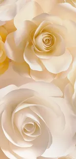 Elegant cream roses wallpaper with a soft floral design.