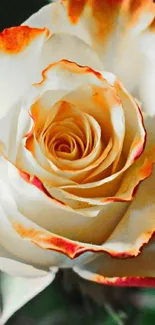 Mobile wallpaper featuring a cream and orange rose with vibrant petals.