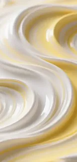 Elegant creamy swirl wallpaper with gold and white abstract waves.