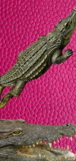 Crocodile and pink leather mobile wallpaper