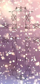 Elegant cross design on pink bokeh background wallpaper.