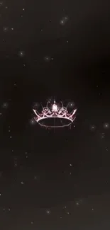 Pink crown on dark background, elegant mobile wallpaper.