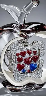 Elegant crystal apple with jewels design