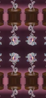 Crystal flowers on purple background mobile wallpaper.