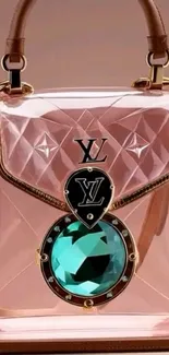 Elegant clear handbag with diamond patterns and gem.