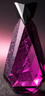 Elegant magenta crystal design with light reflections on a dark background.