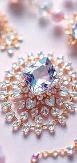 Ornate crystal gem pattern with intricate design and luxurious appeal.