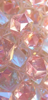 Elegant pink crystal gem mobile wallpaper with geometric shapes.