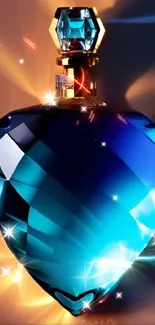 Elegant crystal heart with blue glow, perfect for a stunning mobile wallpaper.