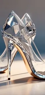 Elegant crystal high heels on display.