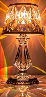 Elegant crystal lamp casting warm, ambient glow.