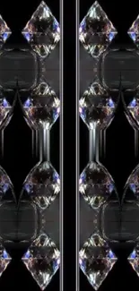 Intricate crystal reflection wallpaper design.