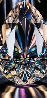 Shiny crystal gem with colorful reflections.
