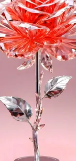 Elegant crystal rose on pink background wallpaper.