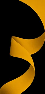 Yellow ribbon on black minimalist wallpaper.