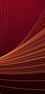 Golden curved lines on a maroon background mobile wallpaper.