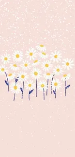 Minimalistic daisy design on soft pink background wallpaper.