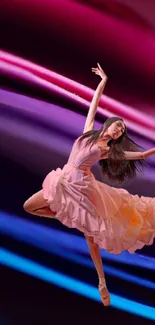 Elegant dancer in vibrant colorful background.