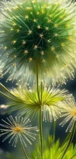 Elegant dandelion flower with seeds in bloom