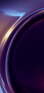 Dark abstract wallpaper with fluid curves in deep blue and purple tones.