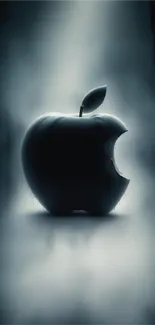 Dark apple logo with misty background wallpaper.