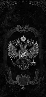 Dark eagle emblem wallpaper with ornate design.