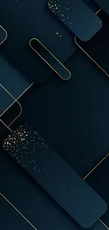 Dark blue and gold geometric mobile wallpaper.