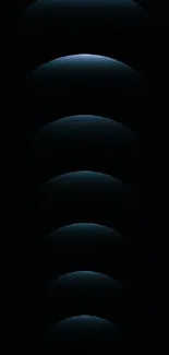 Dark gradient mobile wallpaper with concentric arcs.