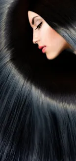 Elegant profile with flowing dark hair art.