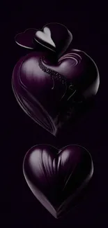 Dark purple hearts wallpaper with elegant design.