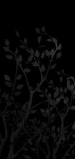 Elegant dark wallpaper with leaf silhouettes.