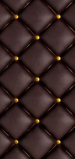 Elegant dark leather textured wallpaper with quilted design.