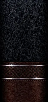 Dark leather wallpaper with elegant brown tones and stylish accents.