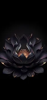 Elegant dark lotus wallpaper with metallic accents on black background.