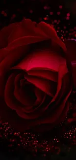 Dark red rose on black background.