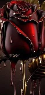Dark rose with dripping effect and sparkling details