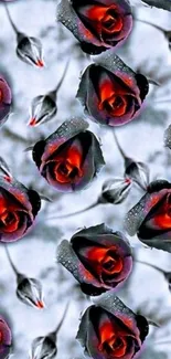 Elegant mobile wallpaper with dark red roses.