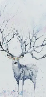 Elegant watercolor deer with artistic antlers.