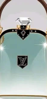 Elegant perfume bottle with gold accents and luxury design.