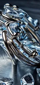 Close-up of a diamond with a metal setting