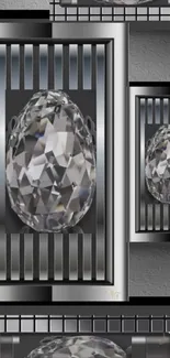 Elegant diamond with metallic background design wallpaper.